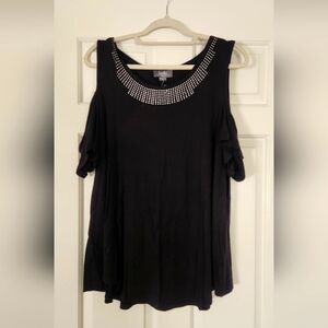Belle Black Studded Women's Top